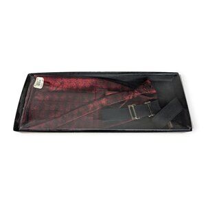 Cummerbund Set in Maroon & Black Includes Matching Bow Tie with Original Box